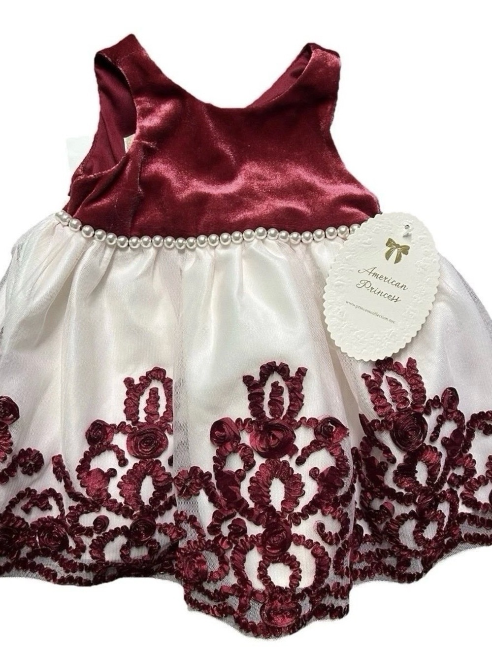 NWT Baby Girl American Princess Formal Red White Dress Size 6-9 Months